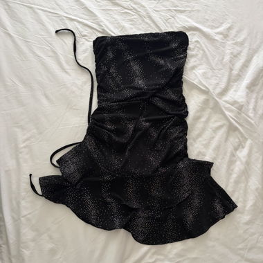 Black Ruffle Dress with Glitter