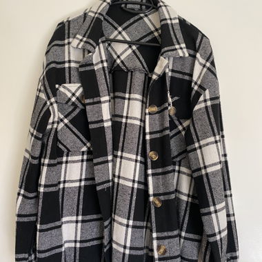 Camicia a quadri nera e bianca