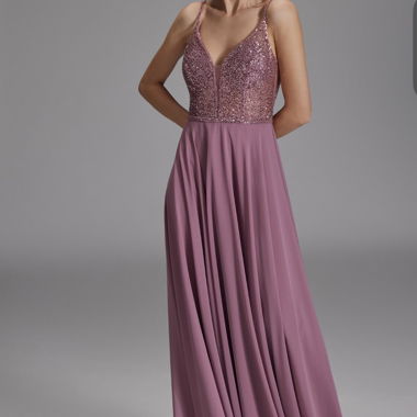 Rose Pink Evening Dress with Sequins