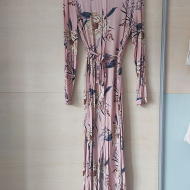 Abito camicia maxi rosa antico a fiori