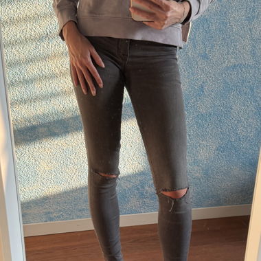 Low waist skinny Jeans grau