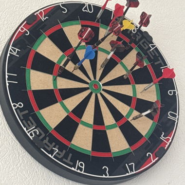 Dartboard with darts