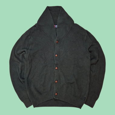 Pull Tricot Boutonné Vert Chaps Ralph Lauren