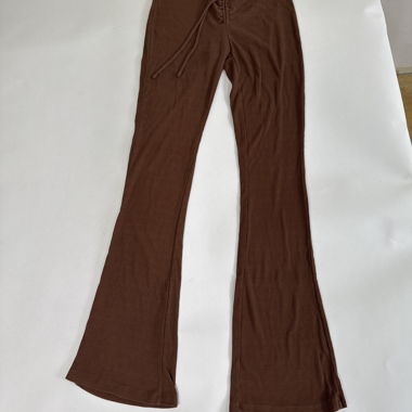 Pantalon évasé côtelé marron