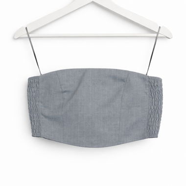 Top bandeau grigio con strisce bianche