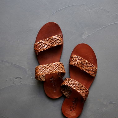Sandales en cuir marron, taille 37