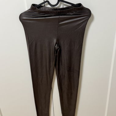 Brown faux leather leggings