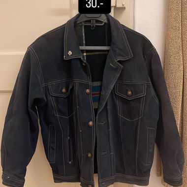 Dark blue suede bomber jacket S