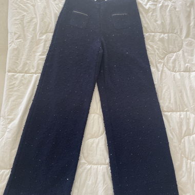 Pantalon texturé bleu marine Raffaelo Rosso
