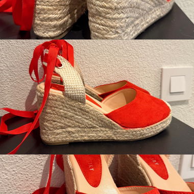 Red Wedges with Espadrille Sole