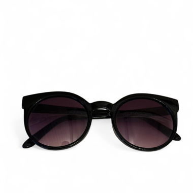 Lunettes de soleil rondes noires avec verres teintés violets