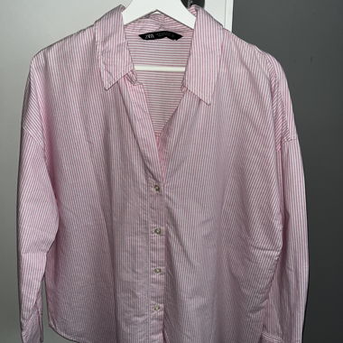 Pink/Weiss gestreifte Zara Bluse 
