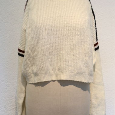 White Cropped Knit Sweater