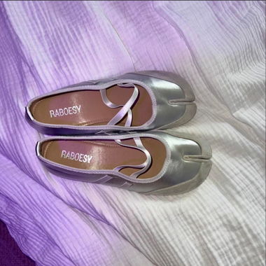 Silver Mary Jane Tabi Flats