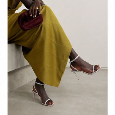 Stuart Weitzman Barelynude 100 Silver Heels