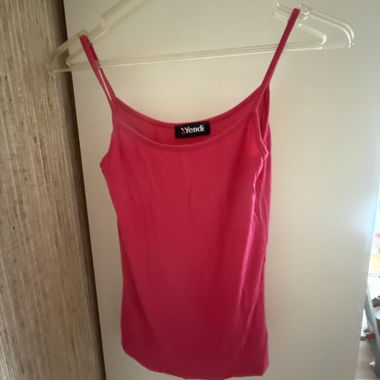 Pink spaghetti-strap tank top