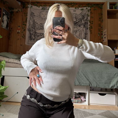white ripped turtle neck longsleeve