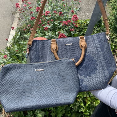 Dark blue faux leather DESIGUAL handbag