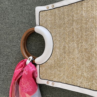 Dune white woven beach bag