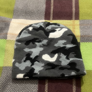 Military Style Beanie in Grey-Black-White