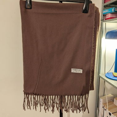 Écharpe pashmina, crème et marron