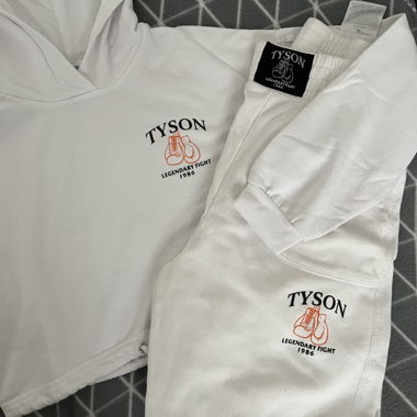 White set sweatpants + sweatshirt