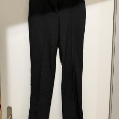 Elegant dark grey fabric trousers with slit