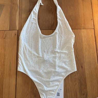 White Rhinestone Backless Top