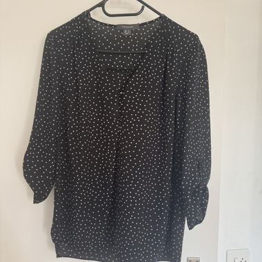 Black Primark Blouse with Dots, Size 38