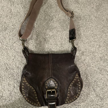 Sac bandoulière en cuir marron