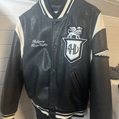 Giacca varsity in similpelle nero/crema