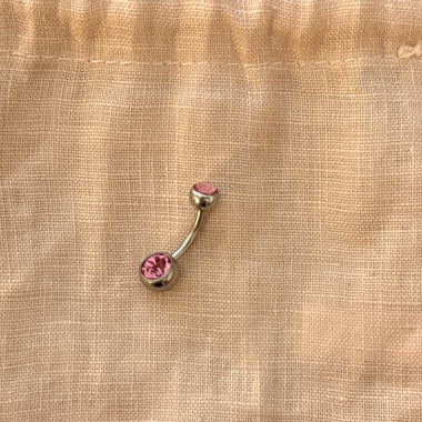Piercing per ombelico con pietre rosa NUOVO