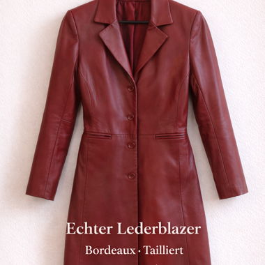 Genuine Bordeaux Leather Blazer – tailored
