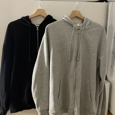 Set da 2 hoodie/sweatjackets Nero Grigio Look basic