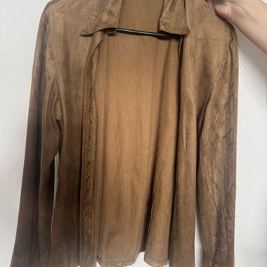 Camicia marrone effetto camoscio LADY MEI