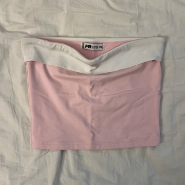 Tube top, pink and white, size XS