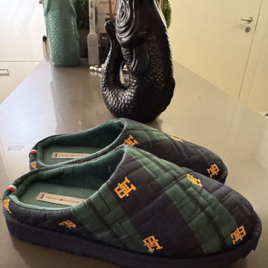 Tommy Hilfiger Hausschuhe Slippers blau grün 37