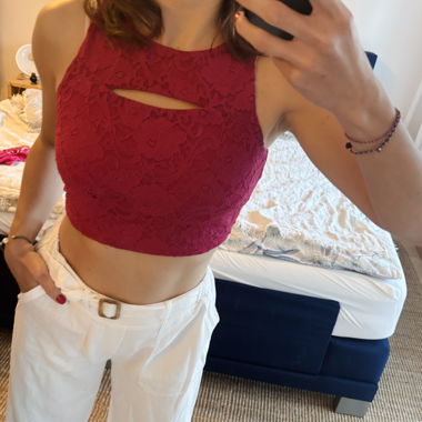GUESS Spitze Crop Top pink
