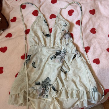 Floral gestreifter Wickel-Romper, Grösse S