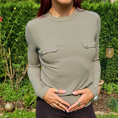 Pull longues manches Zara kaki/olive