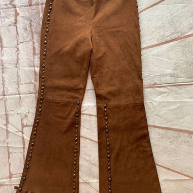 Bootcut leather trousers