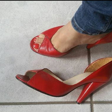 Tacchi alti in pelle rossa