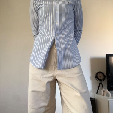 Chemise boutonnée à rayures bleu Ralph Lauren