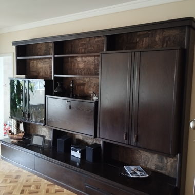 Wall display cabinet in solid wood