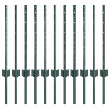 Pali per Recinzione 11 pz Verde 100 cm Acciaio