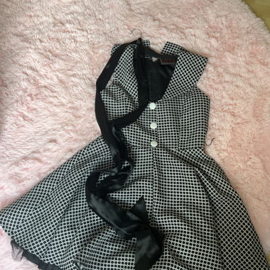 Black Vintage Dress with Pattern