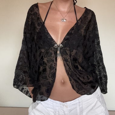 Black sheer patterned bolero