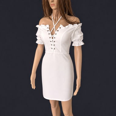Robe d'été blanche à laçage avec soutien-gorge