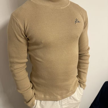 Pull à col roulé KIEZ beige taille M