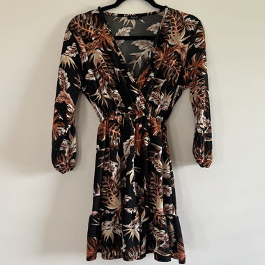 Black short dress with floral pattern